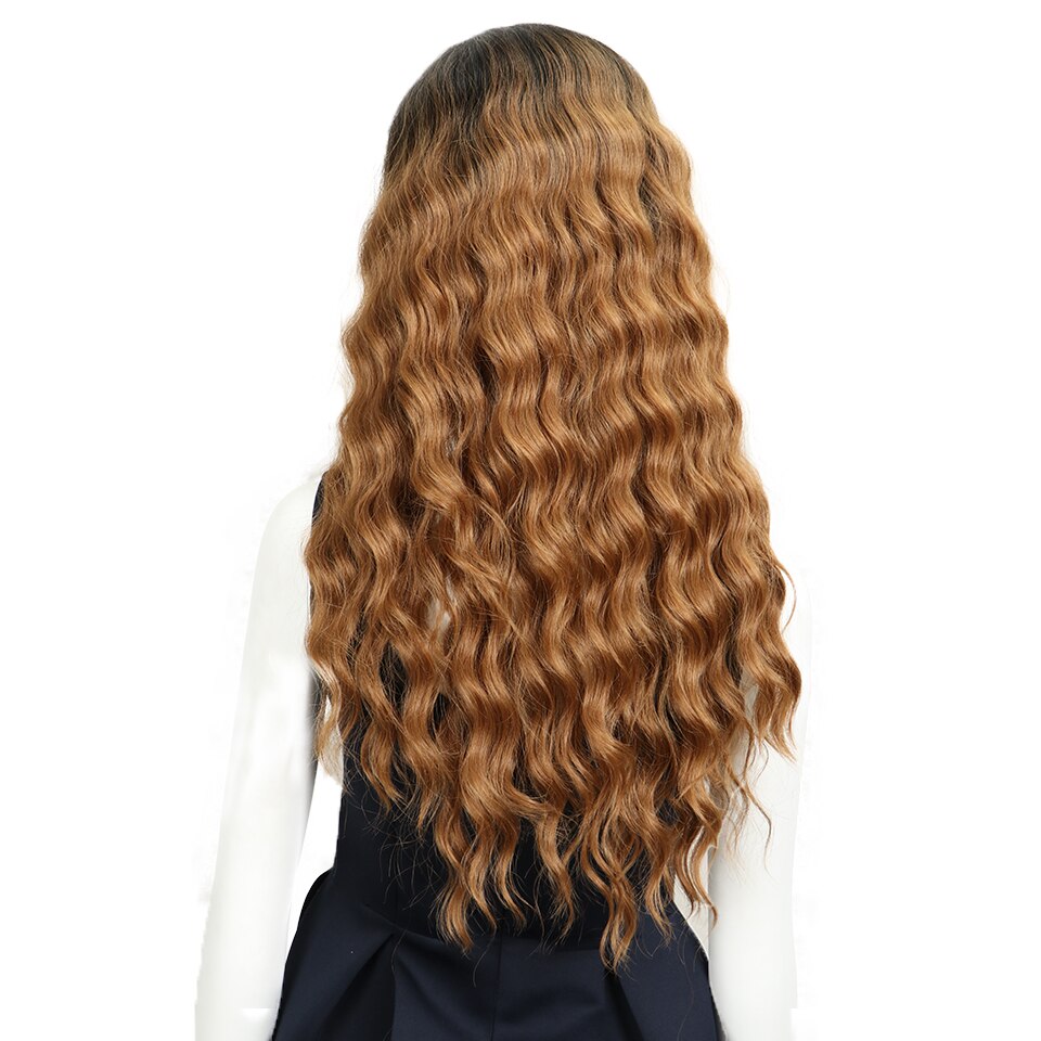 Perruque Lace Front Wig synthétique MAGIC de 28 pouces | perruque Lace Front Wig brune rouge doré, perruques ondulées et longues pour femmes,