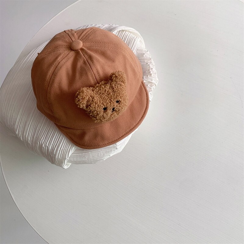 Berretto da bambino carino cartone animato orso ragazzi berretto da baseball proprietà cotone regolabile per bambini ragazze cappelli da suola cappellini con visiera morbida: khkai