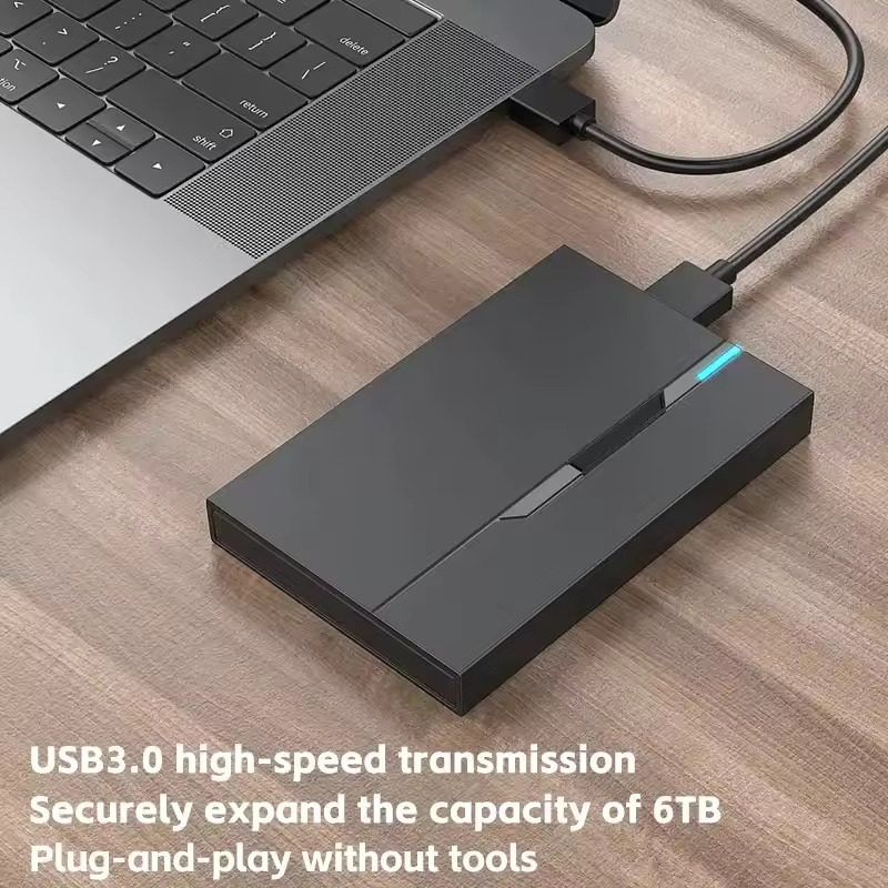 2,5-Zoll-Gehäuse für externe Festplatten, USB 3.0/3.1-Schnittstelle, unterstützt 6 TB, passend für 7 mm/9,5 mm SATA SSD/HDD für Laptop-PC
