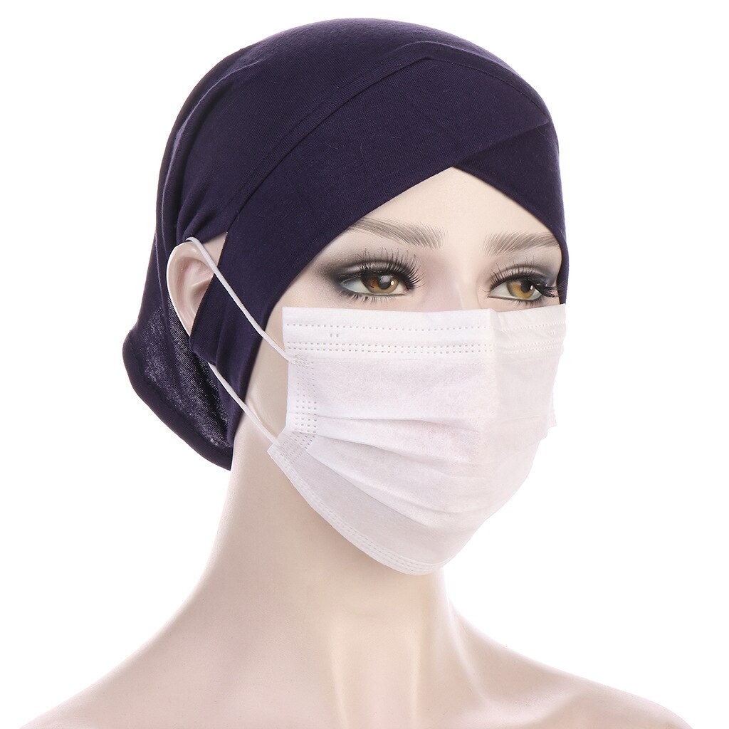 Turban torsadé intérieur Hijabs pour femmes musulmanes, couvre-chef croisé avec trous pour les oreilles, vêtements ethniques, casquette, masque, enveloppe de tête pour dames islamiques