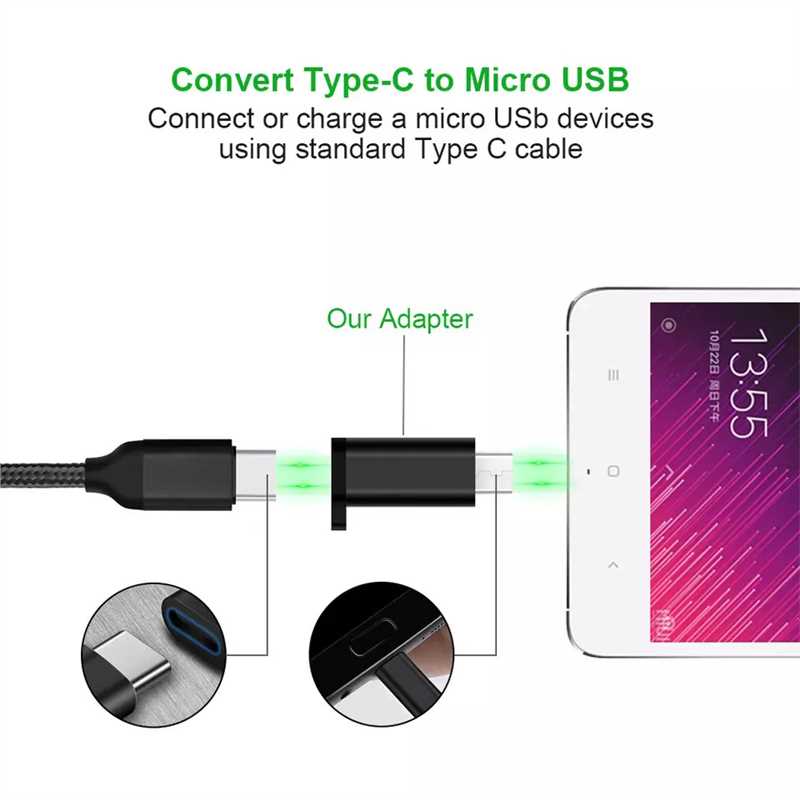 Donmeioy Micro Usb Otg Adapter Micro Usb Naar Usb Type C Voor Xiaomi Huawei Samsung Usb C Adapter Micro Usb otg DE6892