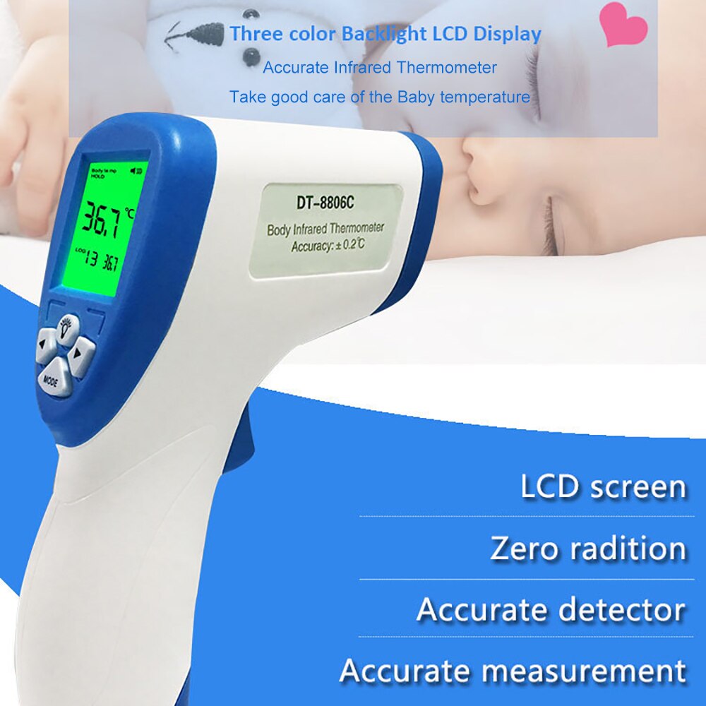 Portable Infrared Temperature Tester LCD Screen Back Light And Sound Alarm 35-Sets Recall Memory Temperature Detector