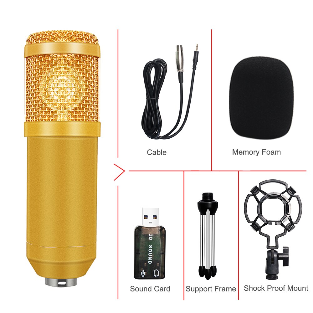 BM800 Microfoon Set Met Geluidskaart Microfono Karaoke Microfoon Opname Studio Bm800 Mic Ktv Karaoke Mic Braodcasting Zingen: 1