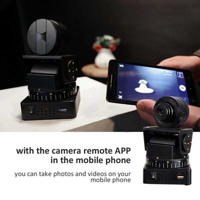 YT-260 Motorized Pan Tilt Tripod Head with Remote Control for Camera Mobile Phone 1/4 Screw 260g Maximum Load Photography