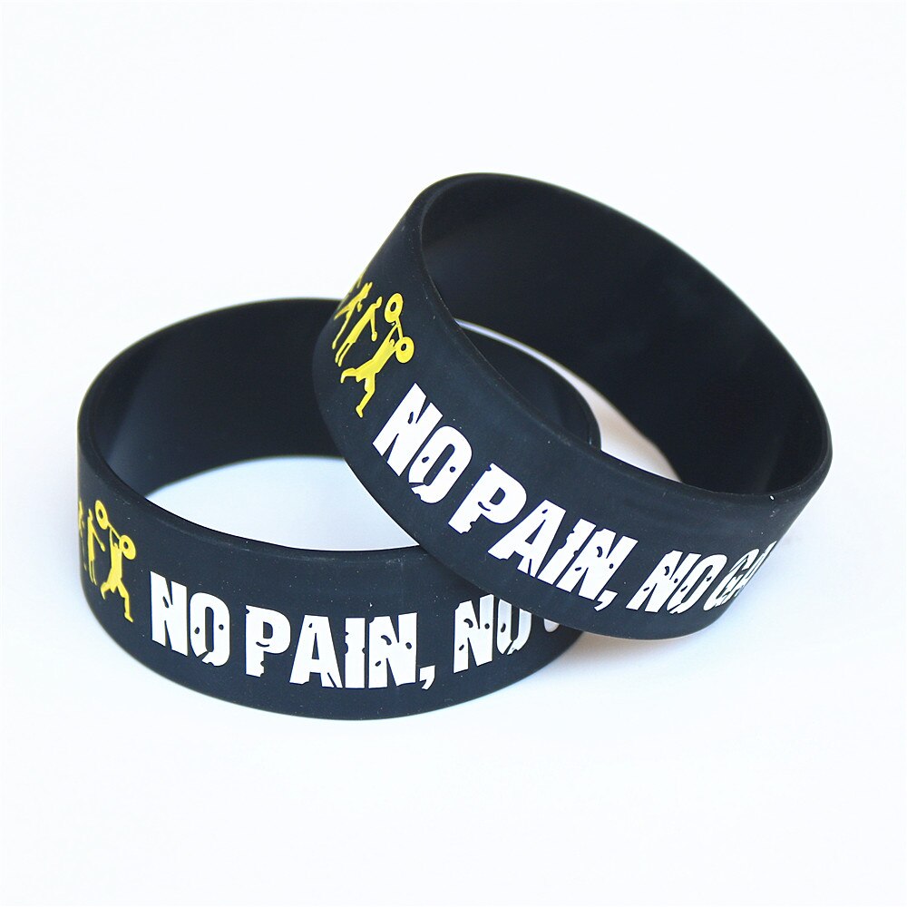 Lukeni 25 Stuks Wide Band Iedereen Fit No Pain No Gain Siliconen Polsbandje Motto Rubber Armbanden En Armbanden SH078