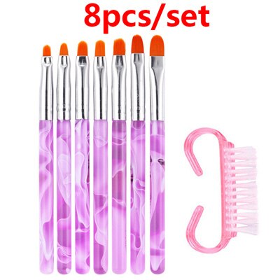Pincéis de unhas conjunto para manicure unha arte escova pintura caneta gel unha polonês ferramentas remover a poeira limpeza unhas escova ferramentas: Style A