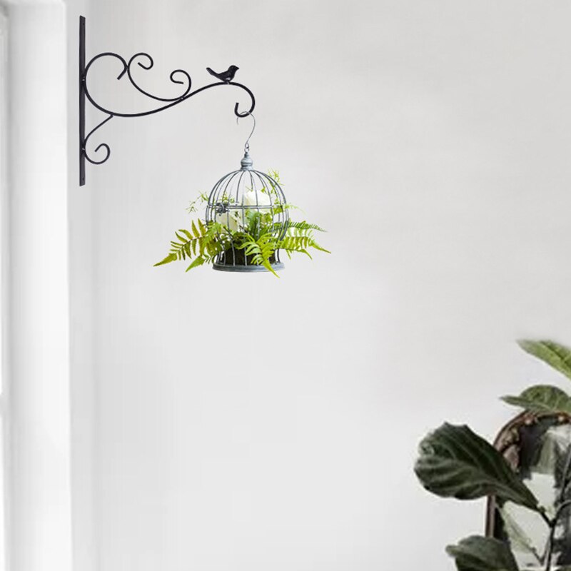2 pakke væghængende planter beslag, have balkon udendørs indretning, retro fugl smedejern haven potter hængende kroge rack