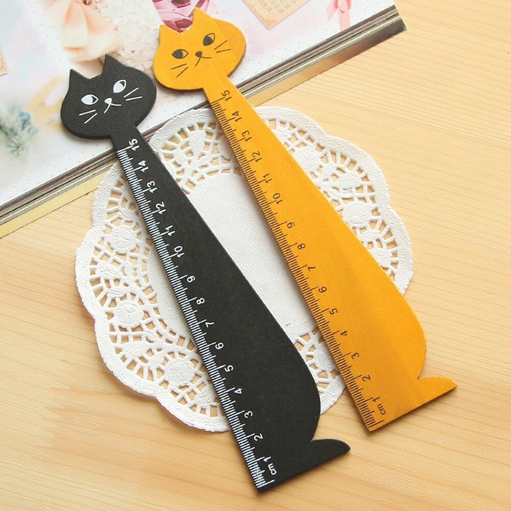 Cartoon Cat Drawing Wooden Ruler Student Stationer... – Vicedeal