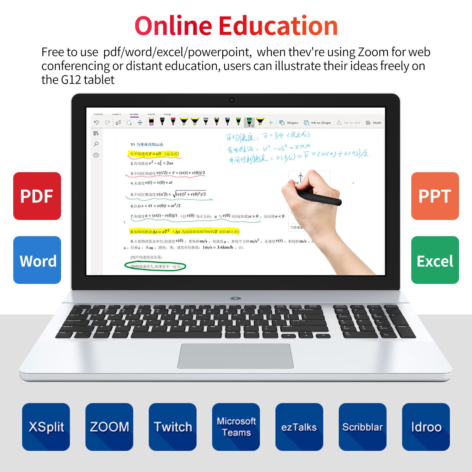 10moons G12 Graphics Drawing Tablet Ultralight Digital Creation Sketch with Battery-free Stylus 8192 Levels Pressure 12Keys