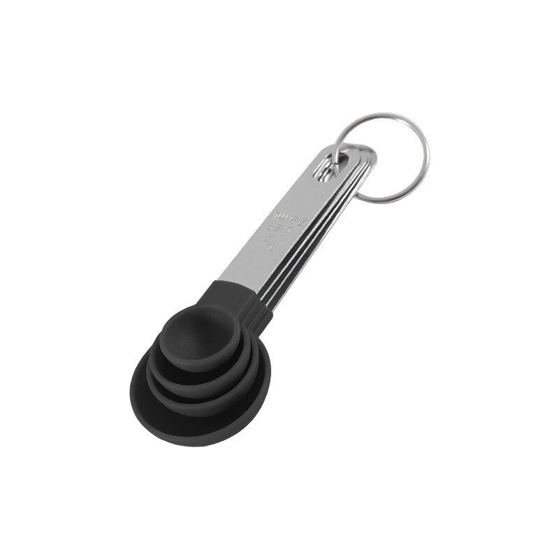 4Pcs/8Pcs Measuring Cup and Spoon Multipurpose Spoon Cup Measuring Tool Baking Accessories Stainless Steel Handle Kitchen Gadget: Black Spoon