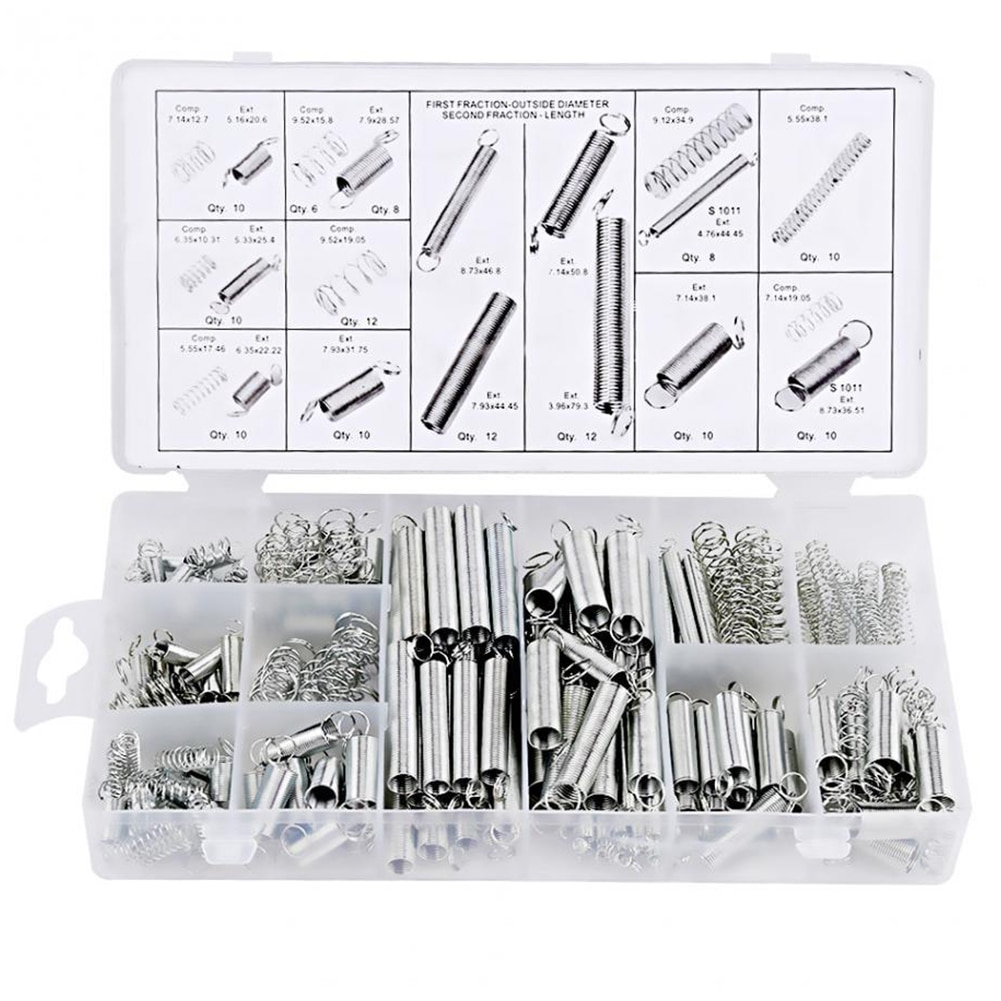 200 Pcs Met Opbergdoos Accessoires Uitbreiding En Compressie Spoel Draagbare Hardware Tool Spring Set Metalen Staal Diverse