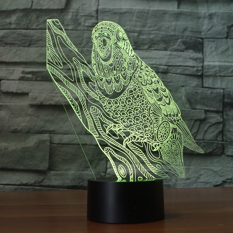 Aigle oiseau pic perroquet Animal acrylique 7 couleur lampe de bureau 3D lampe nouveauté LED veilleuse millénium faucon lumière: 3 / 16 color with remote