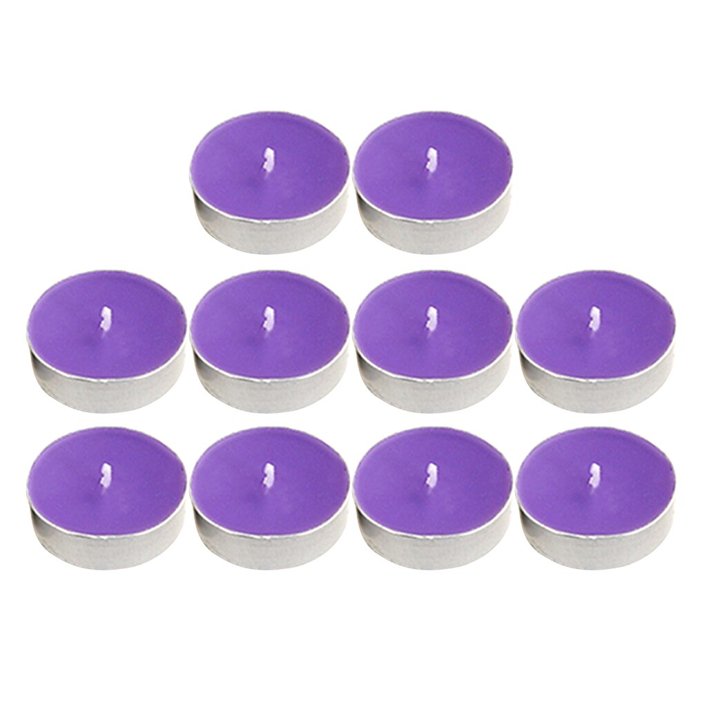 10 Stuks Theelichtje Kaarsen In Aluminium Cups 4.5 Uur Burn Tijd Voor Partijen Diners: Purple