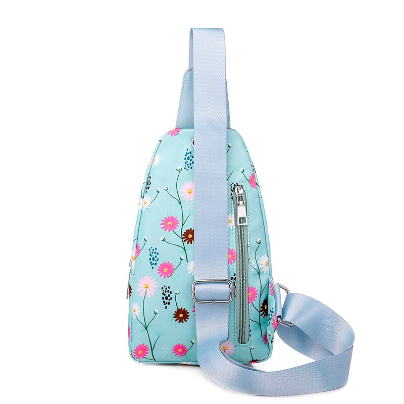 Floral Pattern Women Chest Bag Waterproof Nylon Shoulder Bag Girls Lovely Casual Sling Messenger Bag sac