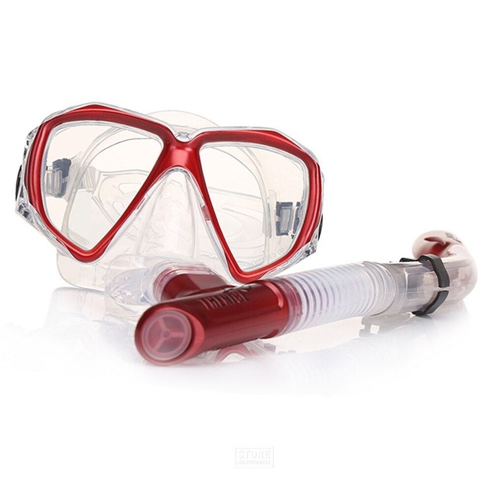 Adult Dive Goggles Glasses Mask Swimming Tube Underwater Scuba Anti Fog Snorkeling Respiratory Masks Dive Equipment: M2018 RED HIGHEND / L/XL