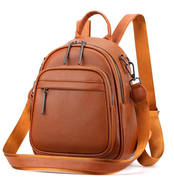 Chuwanglin Casual Rugzak Vrouwelijke Lederen Vrouwen Rugzak Grote Capaciteit Schooltas Voor Meisjes Leisure Schoudertassen A501105: 1-brown