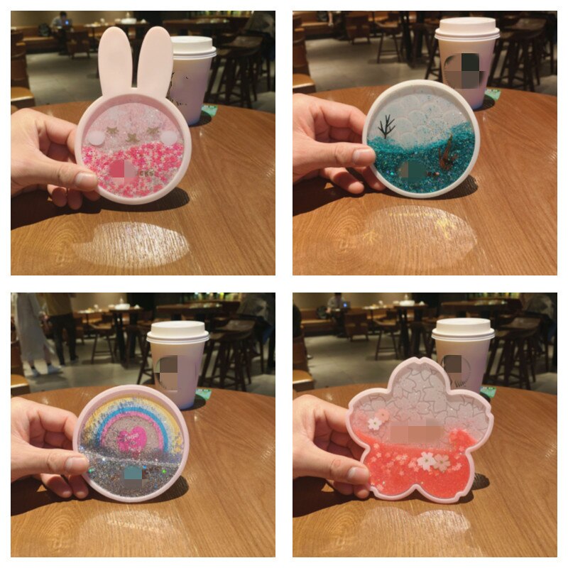 Cherry blossom coasters silikone kviksand flash sakura dækkeserviet drikke kaffe kop måtte skridsikker isolering te pude boligindretning