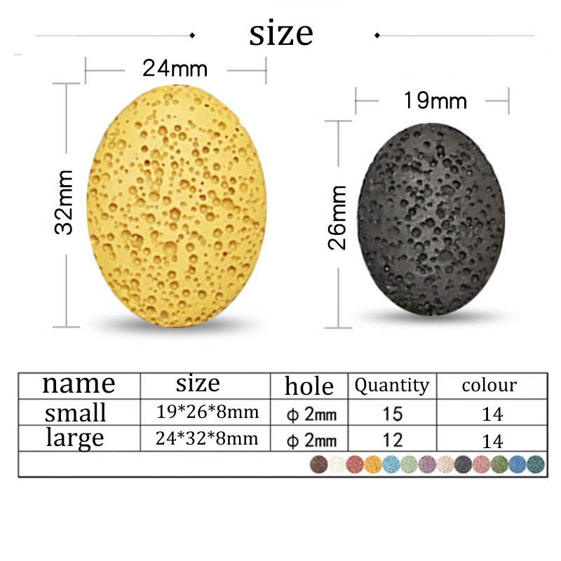 Colorful Oval Natural Lava Beads Shape Volcanic Rock Loose Spacer Beads Jewelry Earrings Necklace Making DIY 19X26/24X32mm