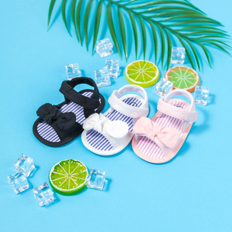 KIDSUN Baby Sandalen Neugeborene Mädchen Junge Sommer Schuhe Bogen-Knoten Nette 3 Farben Baumwolle Sohle Weiche Flache Kleinkind Erste Wanderer Kleinkind Cirb