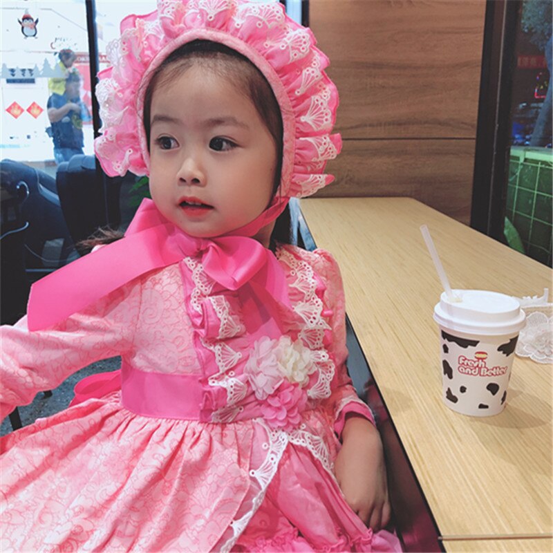 Sweet girls lolita dress pink Kids Kawaii lolida dress children Princess dress Spanish dress for birthday