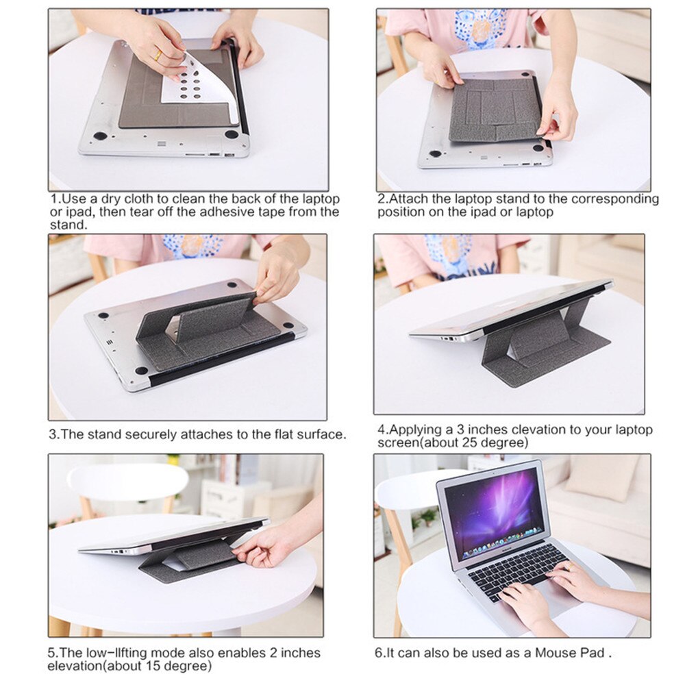 Bærbar Justerbar Laptop Stand - Usynlig Foldbar Stand Desktop Højdeforøgelse Funktion Tablet Holder til iPad MacBook Laptops