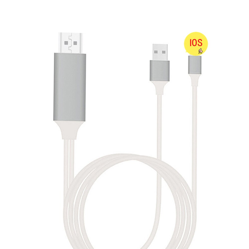 1080p hdmi-kompatibel tv digital av-adapter til lightning til iphone 8 7 6s 5s 8 plus 8 pins til ipad mini air pro: Hvid
