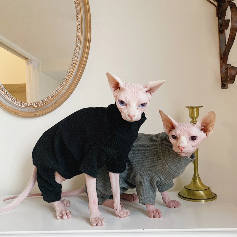 Hairless Cat Clothing Sphinx Cat Clothes Devon Winter Thick Cotton Comfortable Elastic Four Legged Clothes Pet Dog Supplies