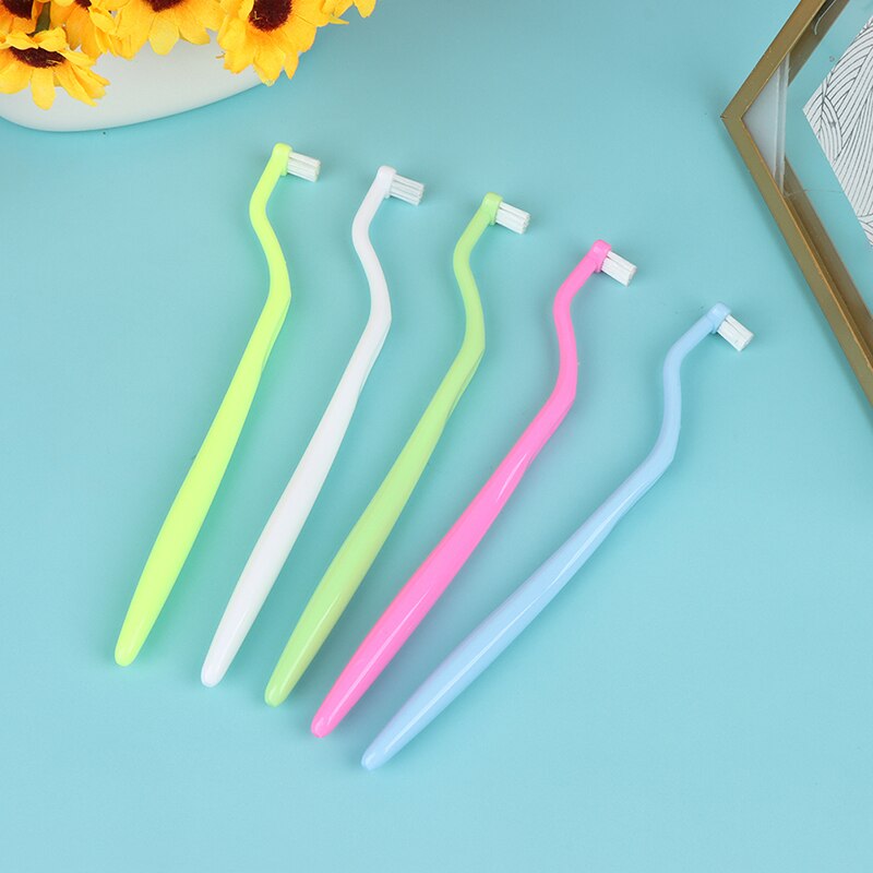 1Pcs Orthodontische Tandenborstel Wees En Platte Kop Zachte Haar Correctie Schone Tanden Kloof Floss Mondhygiëne Tanden Braces