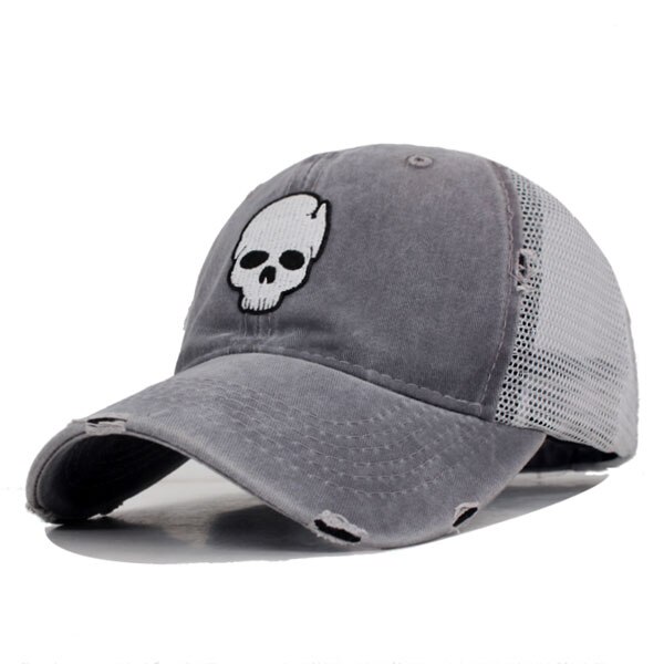 Youbome merke trucker retro mesh baseball cap kvinner snapback caps hatter for menn casquette bein skull vasket dad cap baseball hat: Grå