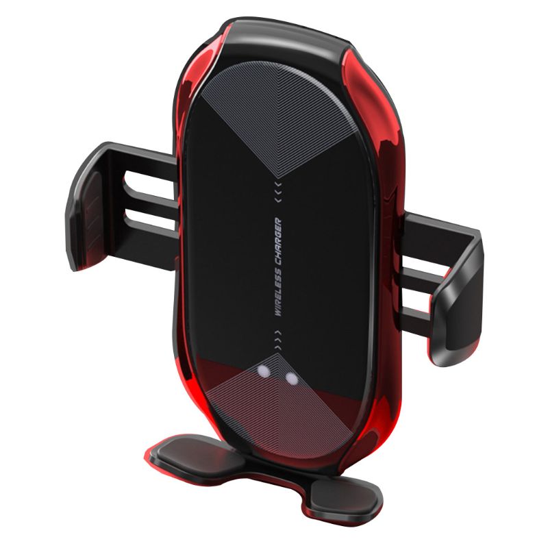 T6 Car Wireless Charging Phone Bracket Automatic Induction Cell Phone Mount Holder Stand Hands-free Cradle Firmly Fixed: Red