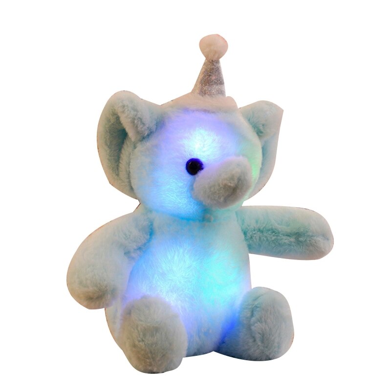 30cm Charm Light Up Elephant Plush Animal LED Doll Glow in the Dark Home Decor Window Display Preschool Favor 85DE: Blue