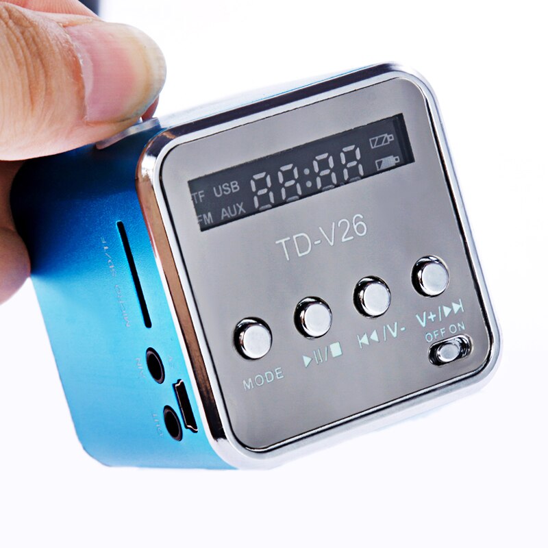 TD-V26 Digital FM Radio Speaker Receiver With LCD Stereo Loudspeaker Support Micro TF Card Mp3 Mini Music Player USB Charging