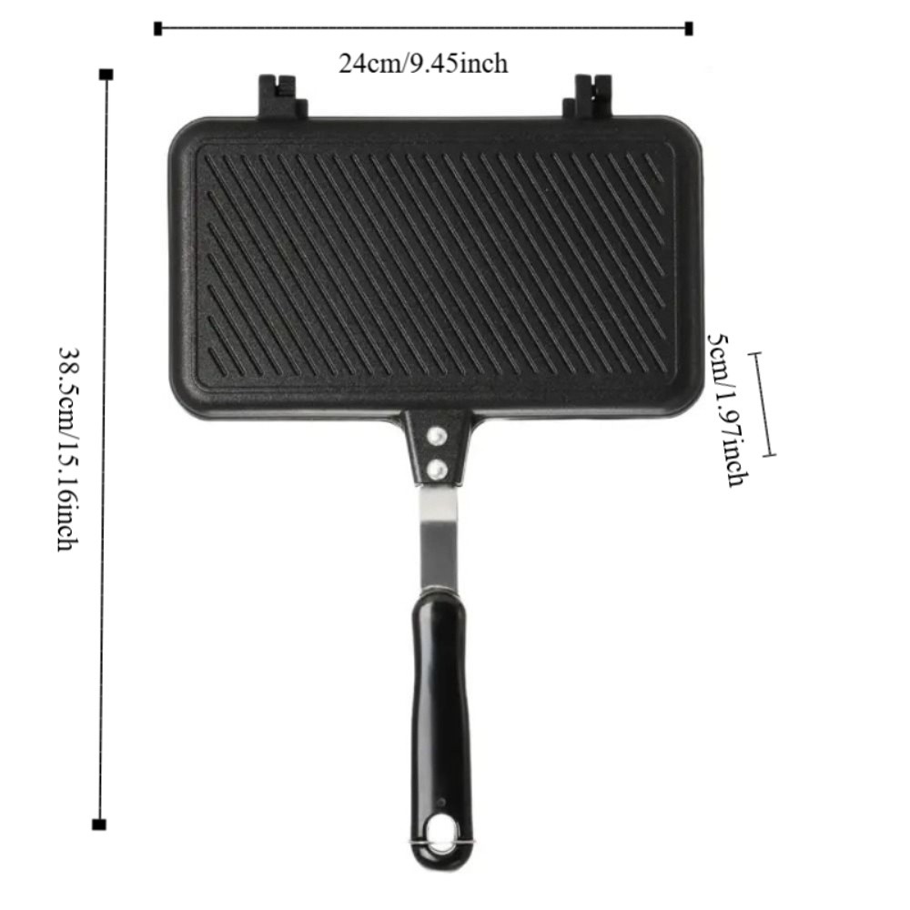 Double-Sided Breakfast Sandwich Baking Pan Aluminium Alloy Detachable Toast Frying Pan Heat-resistant Sandwich Maker Waffle
