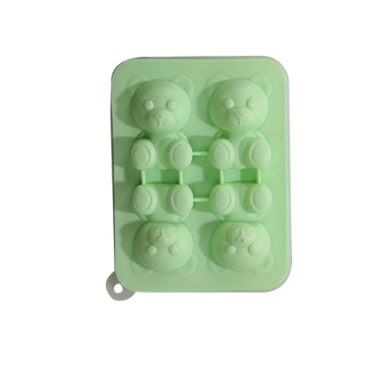 1pc Cute Teddy Bear Ice Cube Tray Flexible Food Grade Silicone Ice Cube Mold Ice Trays For Freezer: green