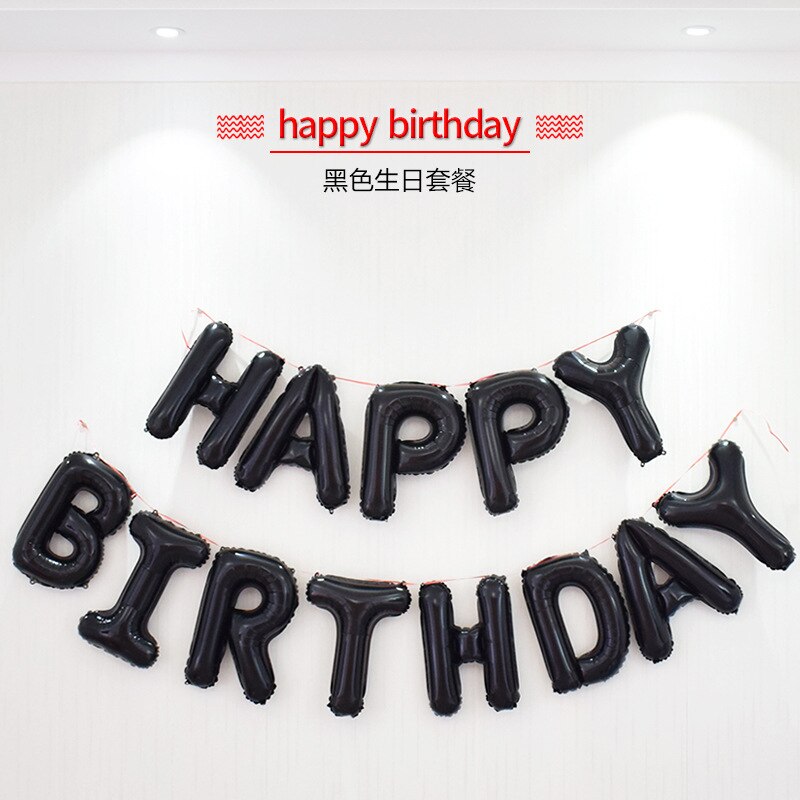 16 zoll Glücklich Geburtstag Rose Gold Buchstaben Folie Ballons Geburtstag Party Dekoration Kinder Alphabet Air Balloons Baby Dusche Liefert: black