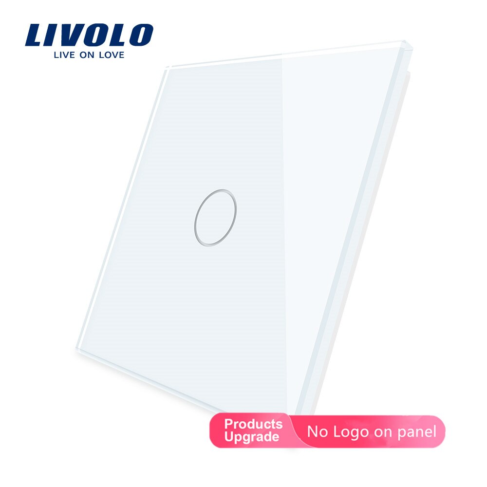 Livolo Luxury White Pearl Crystal Glass, 80mm*80mm, EU Standard, Single Glass Panel for 1 Gang Wall Touch Switch,VL-C7-C1-11: white