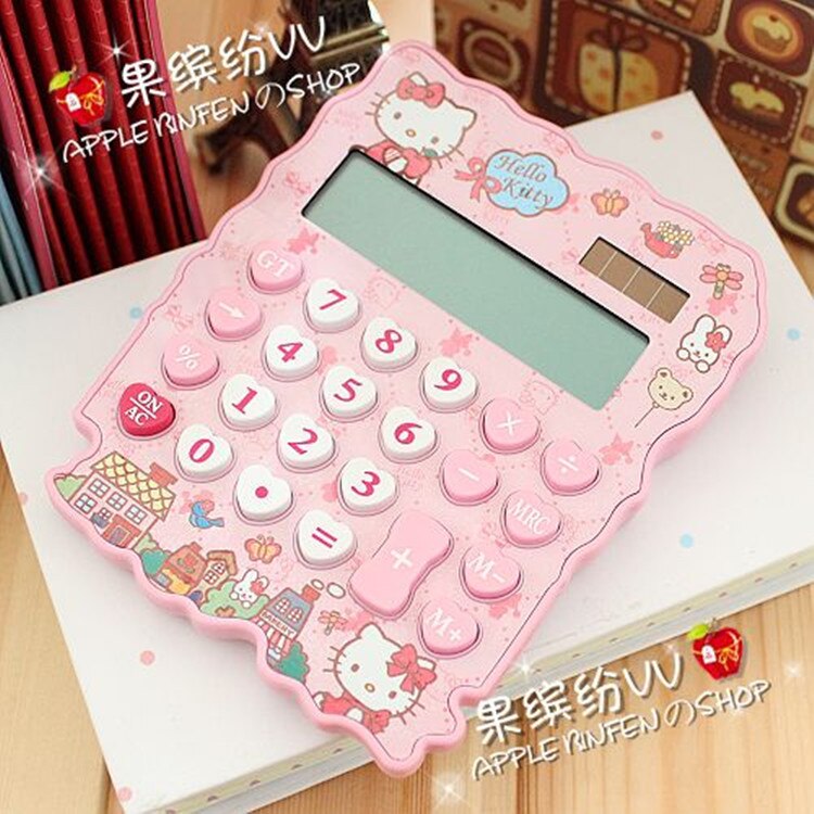 12 Digits Solar Cute Kitty Calculator Solar Clear Calculator With Pen And Notebook Calculated Calculadoras Learn Blessings