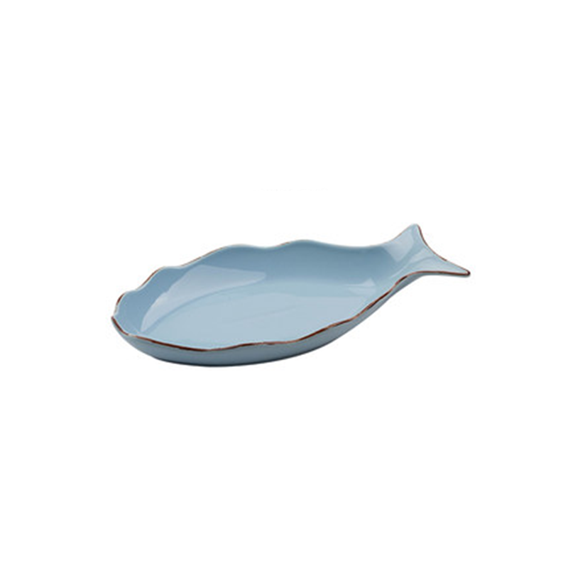 Ceramic Fish Serving Plate Hotel Restaurant Home Fish Shape Dish Fruit Salad Plate Dinner Rectangle Sushi Dessert Tray