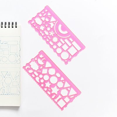 Tabla multiusos para niños con regla de flores, aprendizaje, papelería, suministros de pintura, dibujo, Unisex, Plástico: Rosa