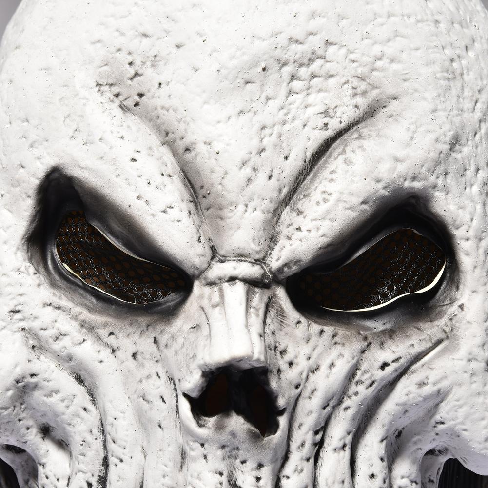 Máscara de calavera con cabeza de mandíbula móvil para Halloween, máscara de látex, mascarada de terror, tocado de esqueleto para Halloween, utilería de terror