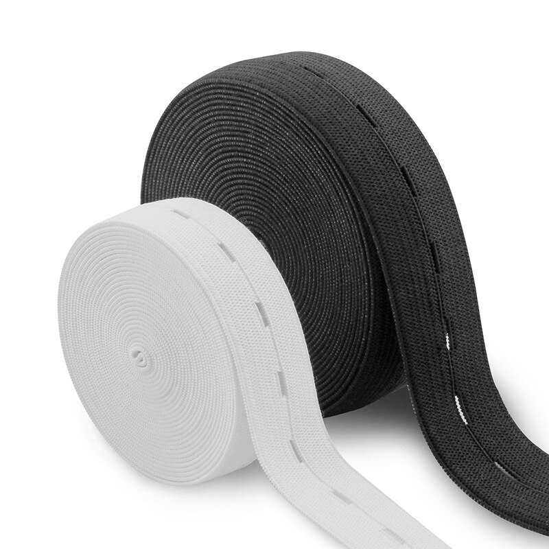 Knop Hole Knit Elastische Band Lint Tape 15/20/25/30mm Wit Zwart Draad Elastische Singels craft DIY Naaien Accessoires 40 meter