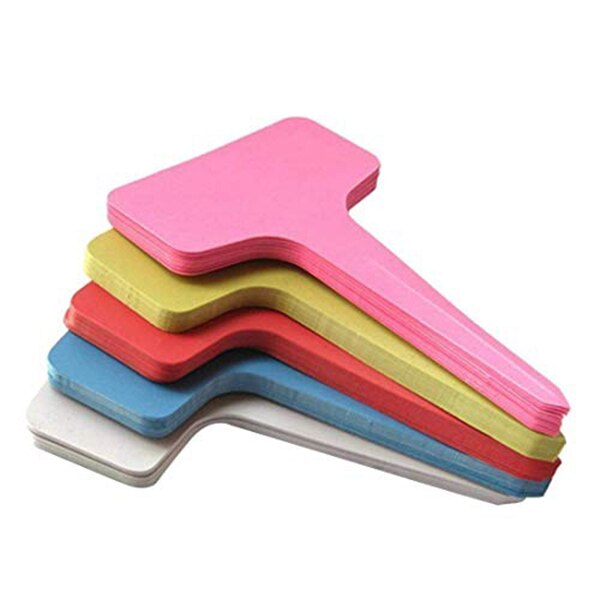 Praktische 100Pcs Plant Labels Multicolor Waterdichte Plastic Plant Tags T-Type Kwekerij Labels 6 X10cm 5 Kleuren