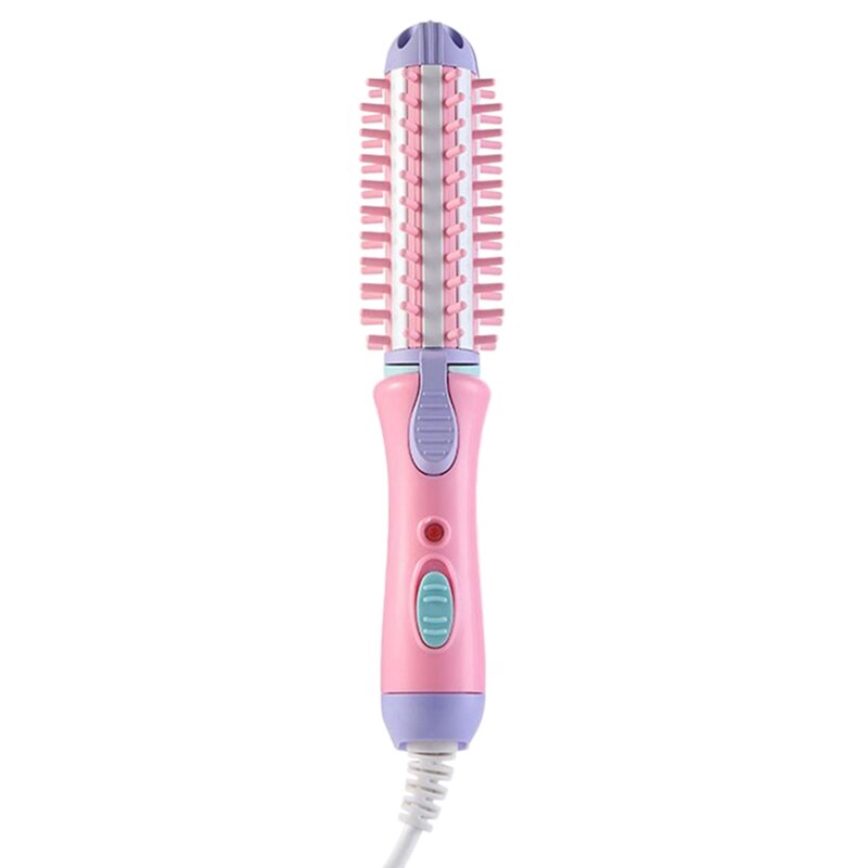 Electric Hair Styler Curler Curling Irons Dryers Travel Hair Straightener Ceramic Ionic Hair Curler Brush Eu Plug: Pink