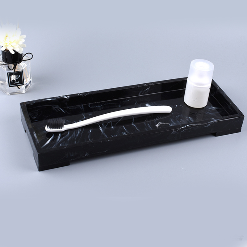 Forfængelighed bakke sort badeværelse forfængelighed bordplader toilet tank opbevaring bakke, hjem marmor sten forfængelighed bakke, organisator bakke til kl