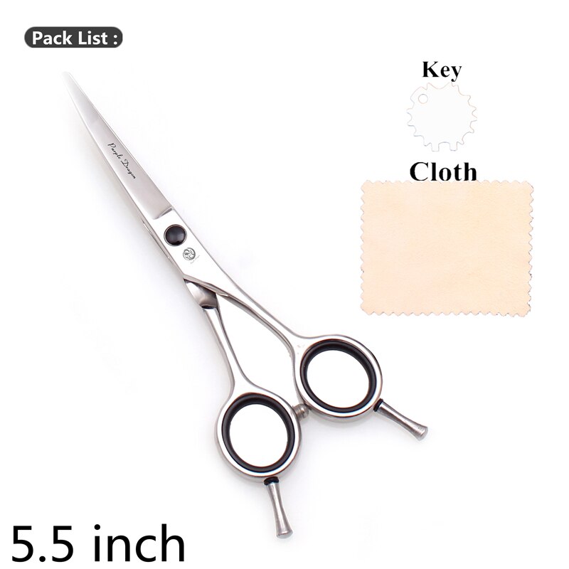 Ebene Pflege Schere 5,5 "6" 7 "8" Lila Drachen Edelstahl Hund Schere Gebogene Schere Haustier Schere Finger Rest Z1028: Z1028 Yin UC 5.5N