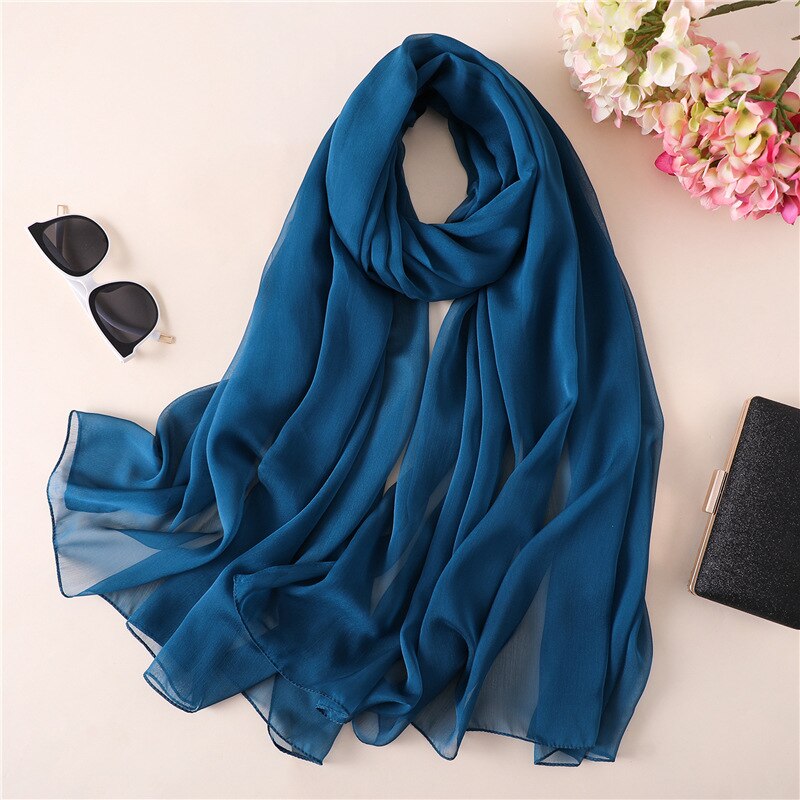 2022 Brand Women Scarf Solid Summer Silk Scarves Lady Shawl Wrap Large Size Beach Stoles Pashmina Foulard Hijab