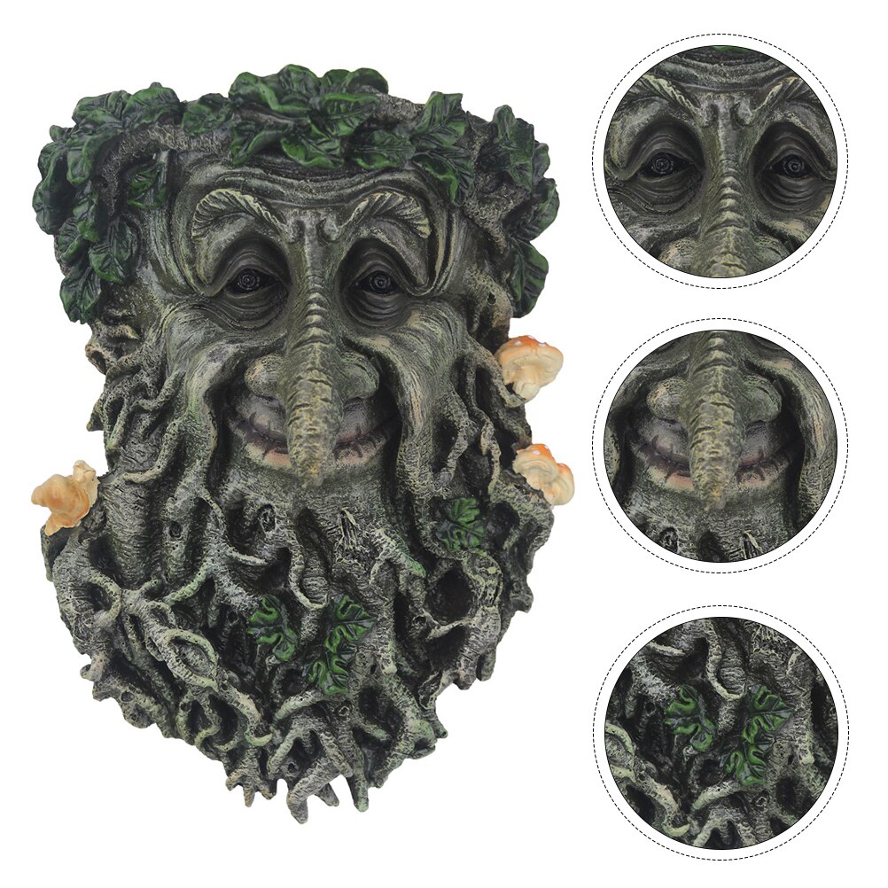 Tree Face Bird Feeder Outdoor Old Man Wild Bird Feeder Whimsical Tree Sculpture Outdoor Garden Pastoral Bird Feeder