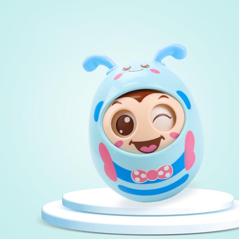 16 soorten Schattige baby Rammelaars bell knikken Pop Knipperen Ogen Tumbler Roly-poly Bijtring speelgoed Pasgeborenen Baby Vroege educatief speelgoed: blue blink eyes