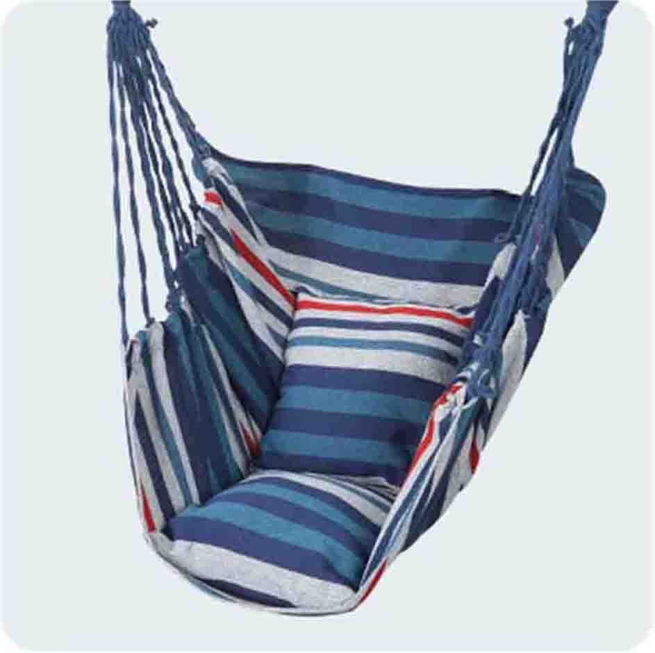 Hamaca al aire libre jardín hamaca cómoda hamaca SILLA DE Columpio de interior y al aire libre, fácil de instalar los niños Silla de jardín exterior: Blue and white