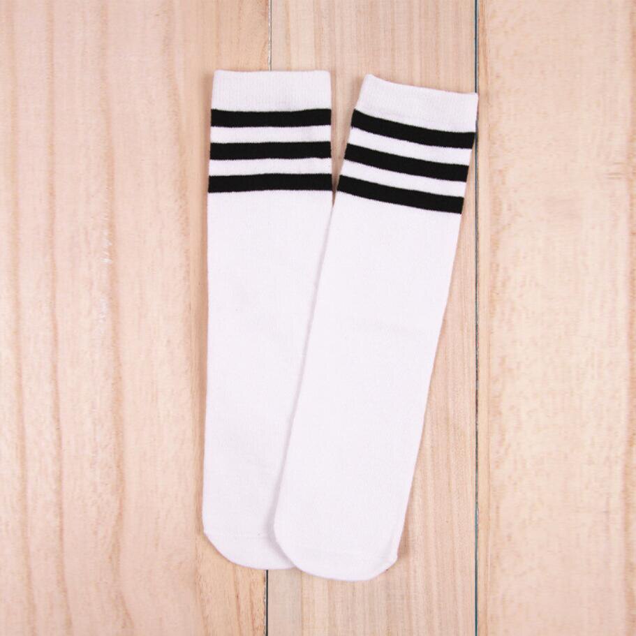 Kids Girs Boys Women Football Cotton Socks Stripe Soccer Sport Youth Socks Pair Stockings: black stripe / 52cm 12years-adult